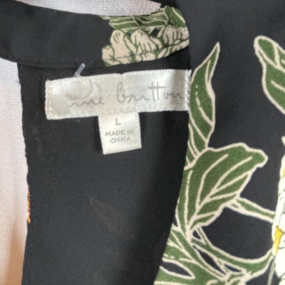 Nine Britton Women Black Floral Sleeveless Keyhole Blouse Size L - Picture 3 of 7